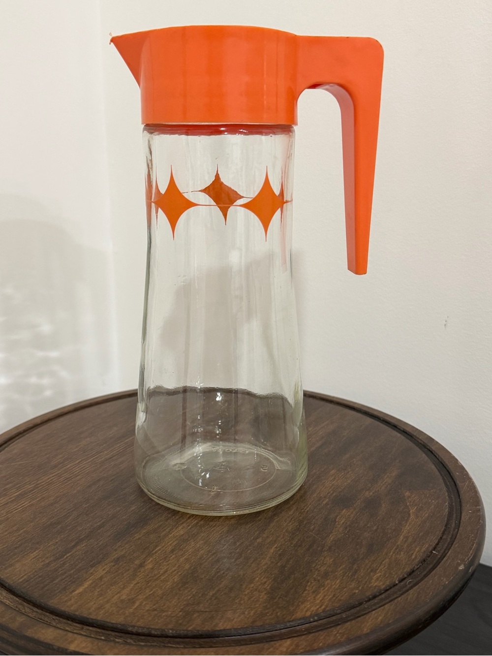 VTG Anchor Hocking MCM Orange Starburst Glass Juice Carafe Pitcher L4027